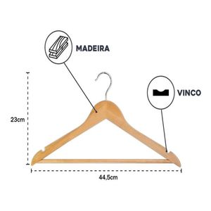 Kit Cabide de Madeira Gancho Giratório 8 Peças - OIKOS