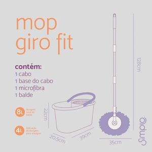 Mop Giratório com Esfregão Microfibra Balde 8L - SIMPLO