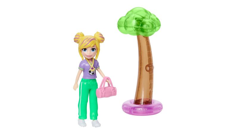 Boneca - Polly Pocket - Atividades Esportivas - Conjunto Futebol com a Polly  - 8 cm - Mattel