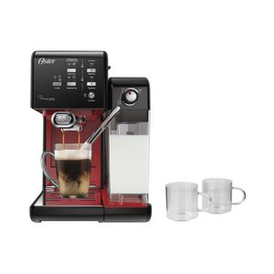 Kit Cafeteira Expresso Oster PrimaLatte Vermelha e Jogo de Canecas Borossilicato 300 ml A\CASA