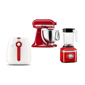 Fritadeira Elétrica Philips Airfryer 2.6L RI9217, Batedeira Stand Mixer KitchenAid Artisan 4.8L KEA30CVP e Liquidificador KitchenAid K150 KUA13AV