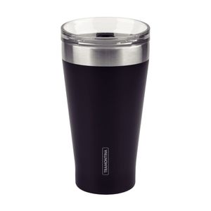 Copo Térmico Tramontina Exata em Aço Inox Preto com Tampa 550 ml