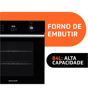 Forno de Embutir Brastemp Elétrico 84L com Convecção e Timer Touch Preto 220V BOC84AE