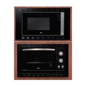 Kit Fischer: Forno Micro-ondas Fit Line Embutir 25L Preto e Forno Eletrico de Embutir Fit Line 44L Frontal Preto 31630