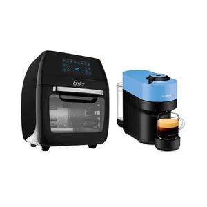 Kit Fritadeira Elétrica Oster 12L Oven Fryer 3 em 1 Preto OFRT780 e Cafeteira Nespresso Vertuo POP para Café Espresso Manual Azul Pacífico