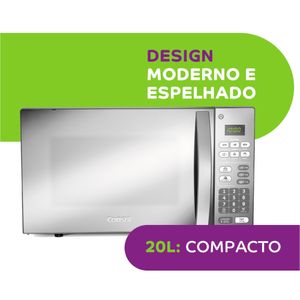 Micro-Ondas Consul 20L com Função Descongelar Design Moderno e Espelhado Inox CM020BF