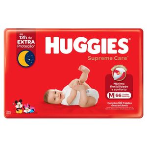 Fralda Descartável Huggies Supreme Care M 66 com Unidades