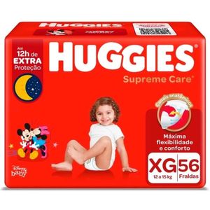 Fralda Descartável Huggies Supreme Care XG com 56 Unidades