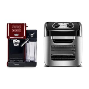 Kit Cafeteira Espresso Oster PrimaLatte Touch Red e Fritadeira Air Fry Britânia 12 Litros Oven BFR2300P