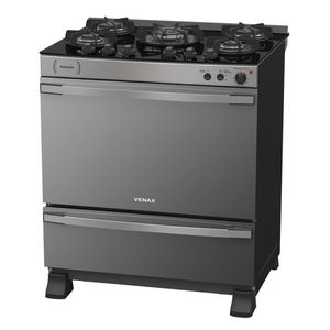 Fogao 5 Bocas Venax Palladio Vitreo Inox Gas Glp