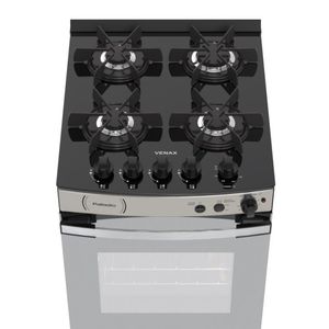 Fogao 4 Bocas Venax Palladio Vitreo Inox Gas Glp
