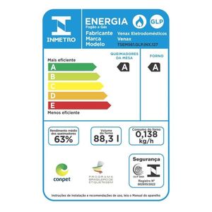Fogao de Embutir 5 Bocas Venax Temis Preto Fosco Gas Glp