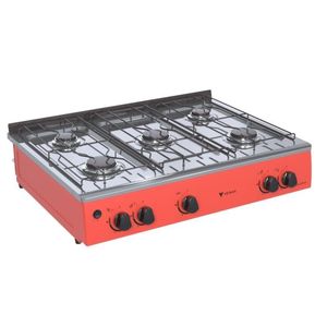 Fogao de Mesa 5 Bocas Venax Grand Petit Vetro Vermelho Gas Glp