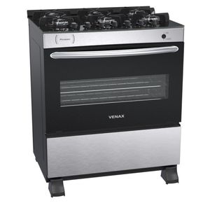 Fogao 6 Bocas Venax Picasso Vitreo Inox Gas Glp