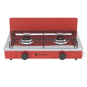 Fogao de Mesa 2 Bocas Venax Flamalar Vetro Vermelho Gas Glp