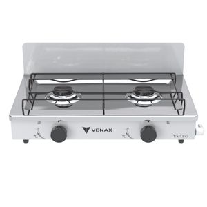 Fogao de Mesa 2 Bocas Venax Flamalar Vetro Branco Gas Glp