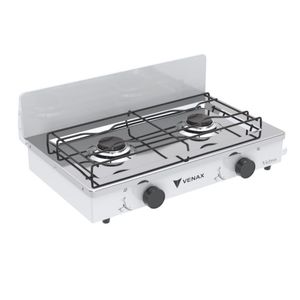 Fogao de Mesa 2 Bocas Venax Flamalar Vetro Branco Gas Glp