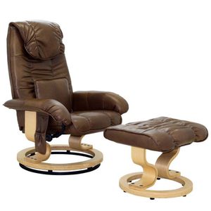 Poltrona de Massagem Grenaa Elétrica Reclinável Giratória PU Sintético Marrom Vintage G56 - Gran Belo
