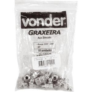 Graxeira curva 90gr 1/4" unf 28fpp com 10 peças Vonder