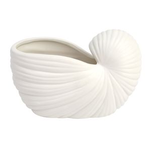 Vaso Decorativo Cerâmica Concha Branco 12,3 cm - A\CASA