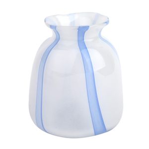 Vaso Decorativo Vidro Branco e Azul 15cm - A\CASA