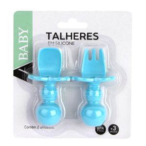 Conjunto de Talheres Silicone Azul com 2 Peças  - A\BABY