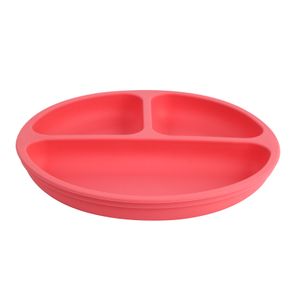 Prato Silicone com Divisórias e Ventosas Rosa - A\BABY