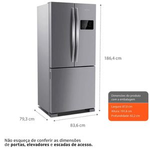 Geladeira / Refrigerador Brastemp Inverter Frost Free  BRO85, 554 Litros, Evox