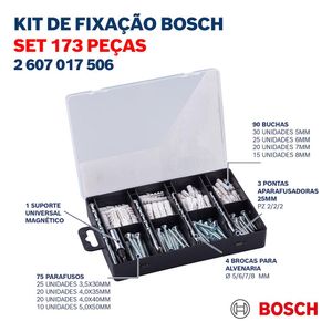 Jogo de Bits, Brocas e Parafusos Bosch, 173 Peças - 2607017506
