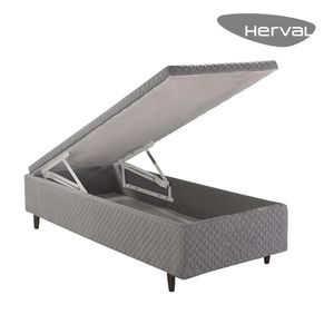 Base Box Baú Solteirão Herval Vivere, 46x96x203, Cinza