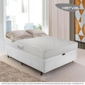 Cama Box Baú Herval Casal Alto Suporte Top D45 New, 67x138x188 cm, Espumas D45