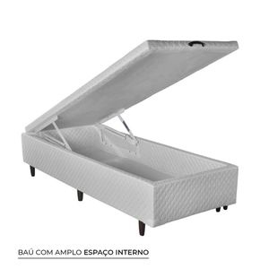 Cama Box Baú Herval Solteiro Edimburgo, 71x88x188 cm, Molas Maxspring