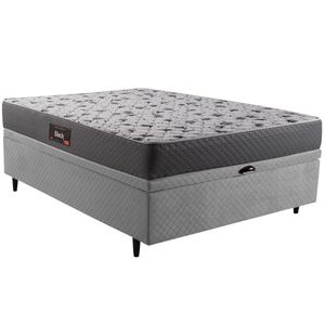 Cama Box Baú Herval Casal Black Espuma, 71x138x188 cm, Colchão Composto