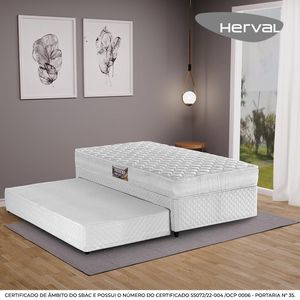 Bicama Box Solteiro com Cama Auxiliar Herval Frontier, Espuma Alto Suporte, 49x88x188 cm