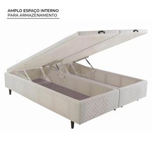 Cama Box Baú Branco Herval Queen Alba, 72x158x198 cm, Molas Ensacadas
