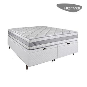 Cama Box Baú Branco Herval Queen Alba, 72x158x198 cm, Molas Ensacadas