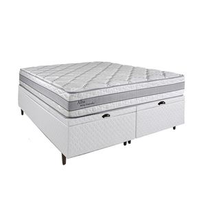 Cama Box Baú Branco Herval Queen Alba, 72x158x198 cm, Molas Ensacadas