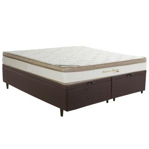 Cama Box Baú Queen Herval Pallace Bambu, 78x158x198 cm, Molas Ensacadas, Marrom