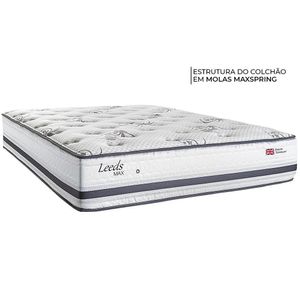 Cama Box Baú Casal Herval Leeds, 76x138x188 cm, Molas Maxspring, Cinza