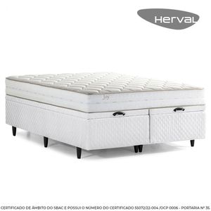 Cama Box Baú Herval Queen Joy Espuma, 74x158x198 cm, Colchão Composto