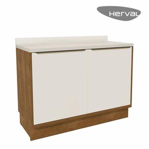 Balcão de Cozinha Grande com Tampo Herval Ten, 100% MDF, 2 Portas 120 cm