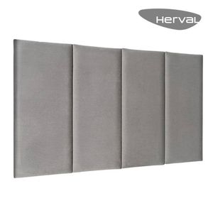 Cabeceira Modulada Solteiro Herval, 5x58x98 cm, Veludo Cinza
