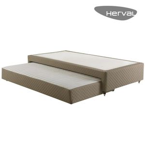 Bicama Box Solteirão com Cama Auxiliar Suede Herval Anis, Sem Colchão, 32x96x203 cm