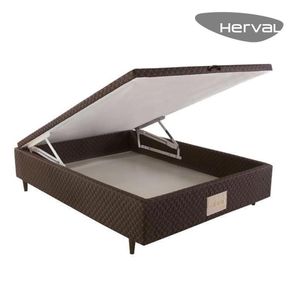 Base Cama Box Baú Herval Casal Idea, 46x138x188 cm, Marrom