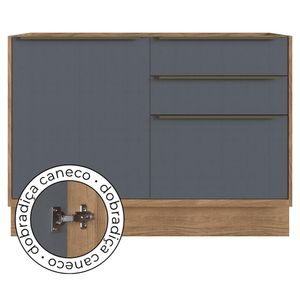 Balcão de Cozinha de Madeira MDF 100% Herval Ten, 1 Porta 3 Gavetas e 120 cm