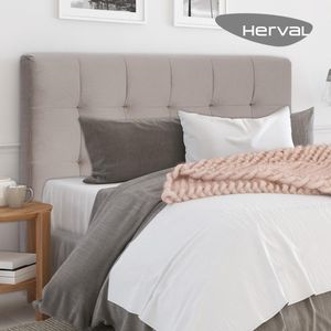 Cabeceira Estofada Herval Casal Comfy, 140 cm, Veludo Molhado Bege