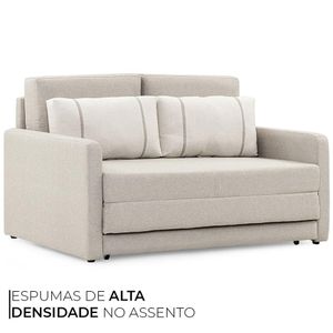 Sofá-Cama Casal 2 Lugares Herval Aurora, Linho Bege, 146 cm