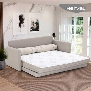 Sofá-Cama Casal 2 Lugares Herval Aurora, Linho Bege, 146 cm