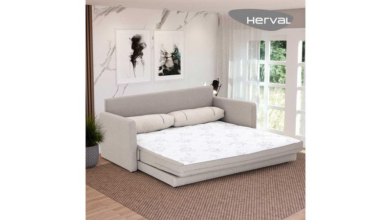 Sofá-Cama Casal 2 Lugares Herval Aurora, Bege