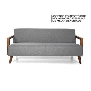 Sofá 3 Lugares Herval Hub, Linho Chumbo, 187 cm